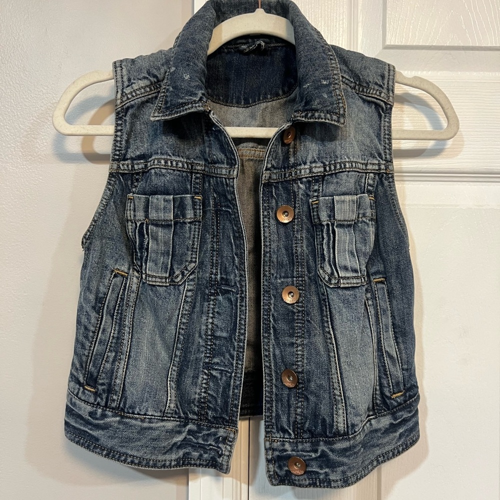 Express Dark Blue Denim Vest